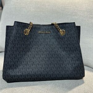 Michael Kors Black Shoulder Bag with Gold Chains